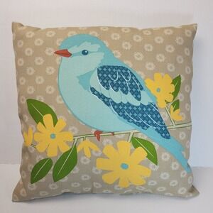 C&F Home K Chickadee Canton Decorative Throw Pillow Bird Floral Teal 14" Accent